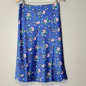 J. Crew Factory Blue Floral A-Line Skirt